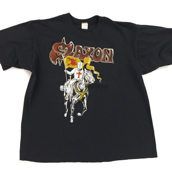 

sport vintage 80s saxon crusader 1984 concert t shirt with tour dates