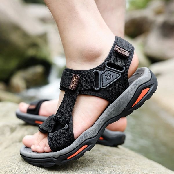

new summer sandals men shoes flat holiday shoes men beach sandals casual male summer footwear non-slip fashion a2354 #gb9e, Black