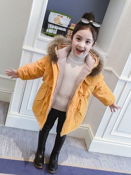 

девушки проложенной зимней одежда 2020 новые корейские иностранный стиль пальто девочек утолщена детский вниз хлопок, Blue;gray