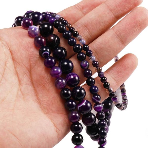 

wholesale natural purple banded agates natural stone round beads for jewelry making diy bracelet necklace 4 6 8 10 12 mm h jlldkq