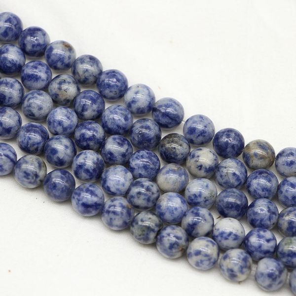 

1 strand lot 4 6 8 10 12 mm natural blue spot stone bead round loose bead spacer beads for jewelry making findings diy bracelet h bbylau
