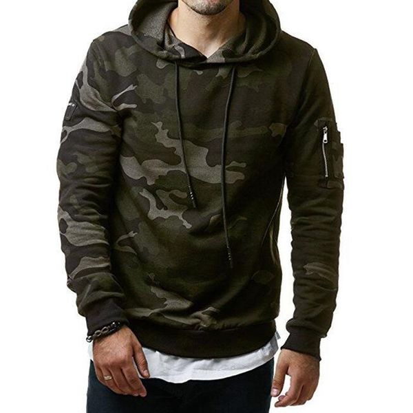 

men fashionable hoodie cool camouflage sweater casual camo pullover, White;black
