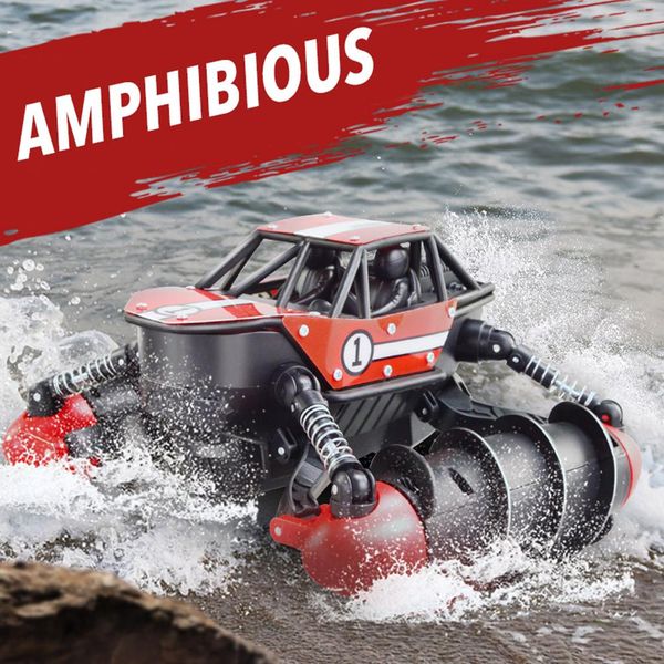 

amphibious rc car waterproof 2.4g wireless remote control programming stunt climbing vehicle toy used for water and sand