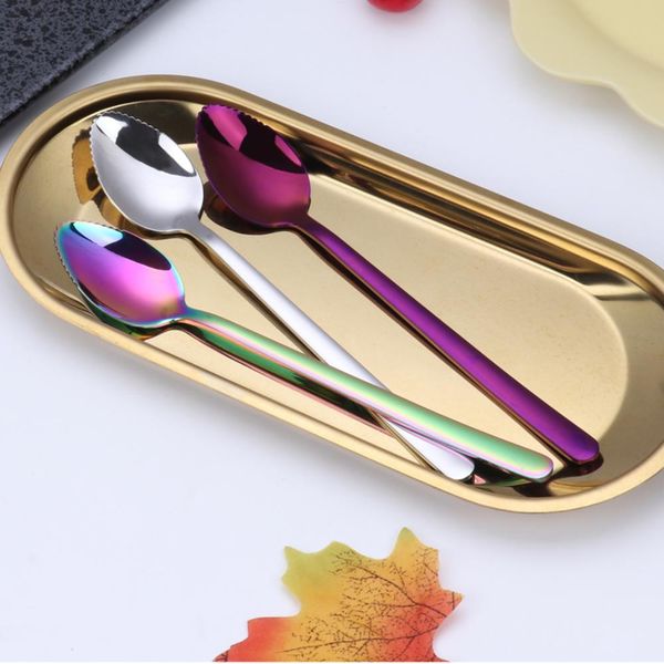 

grapefruit spoon polished 304 stainless steel serrated edge design long handle fruit ice dessert spoon kitchen gadget h bbyopz