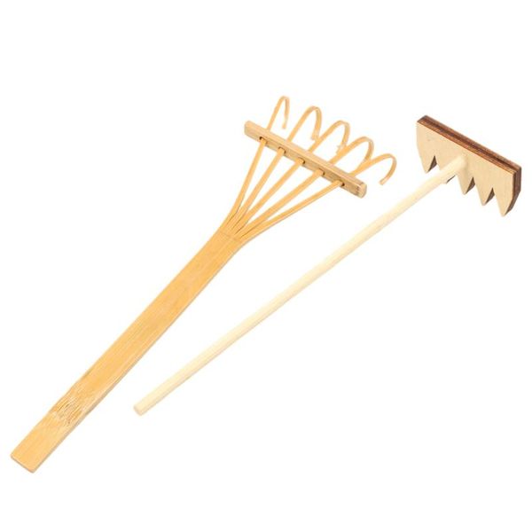 

set 2 natural bamboo rake for zen garden sand diy decor ornament accessory