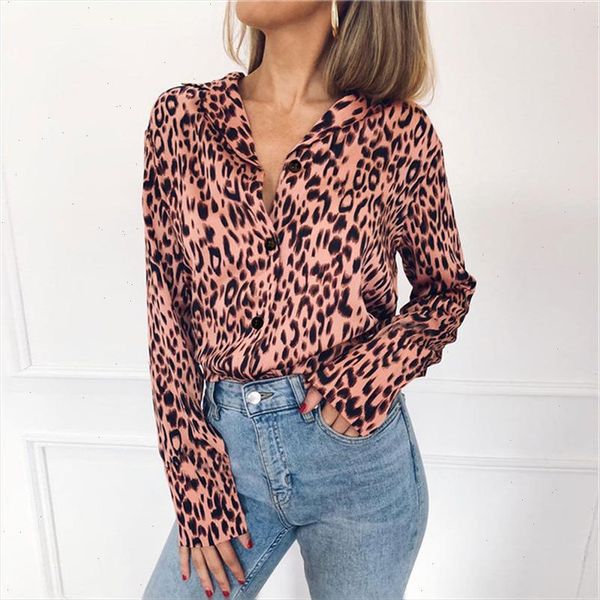 

fashion women ol v neck leopard shirt elegant long sleeve dames party blouse streetwear chemise femme plus size, White