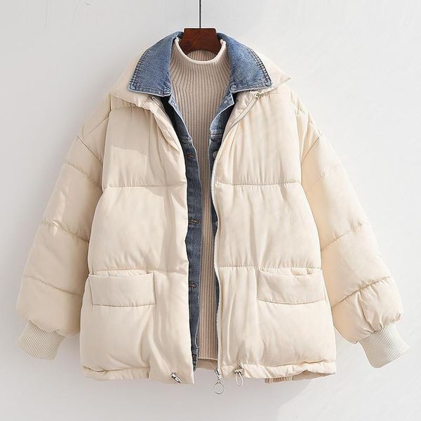 

new winter jacket women parka warm thicken down cotton coat women outerwear casaco feminino oversize winter jacket q19191, Tan;black