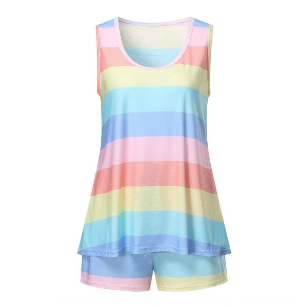 

2020 vest two-piece belly-covering beach new striped nightgown 2020 vest two-piece swim pajamas pajamas belly-covering beach swimsuit new st, Gray