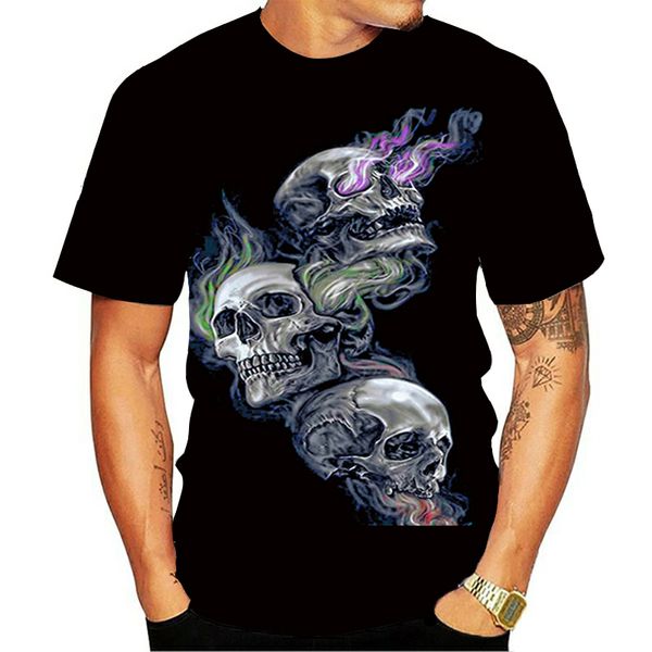 

horror t t-shirtmen'snew 3d t-shir compression punisher skull 3d print shirts plus size humor aesthetic men clothing