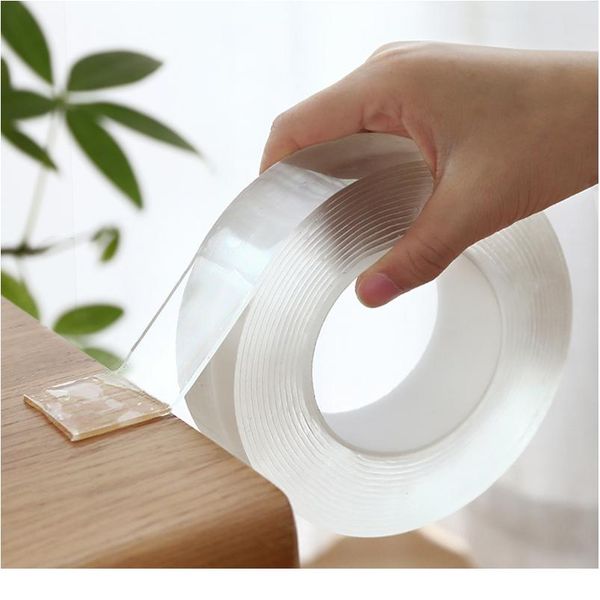 

1m//5m nano magic tape double sided tape transparent notrace reusable waterproof adhesive tape cleanable home g bbygli, Black;brown