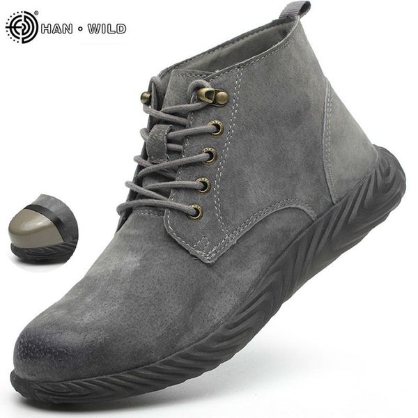 

mens work boots 2019 fashion outdoor steel toe cow leather steel toe shoes men anti slip puncture proof safety shoes boot man y200915, Black;brown