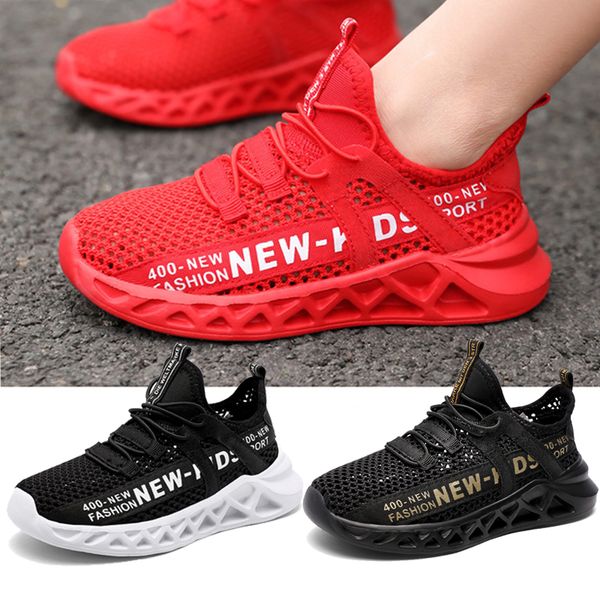 

kids running boys sport girls sneakers outdoor breathable light mesh tennis footwear red black soft shoes