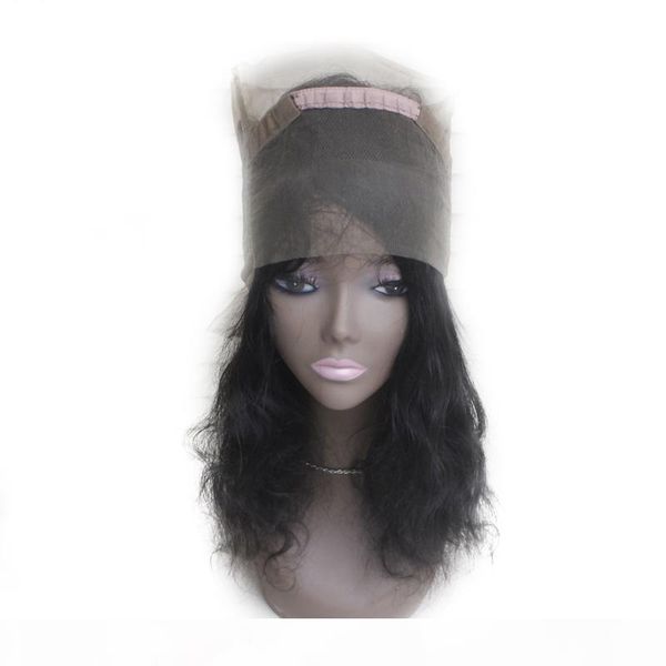 

brazilian body wavy 360 lace frontal closure virgin remy human hair peruvian full lace frontals 22.5*4*2 1b part 8"-20, Black