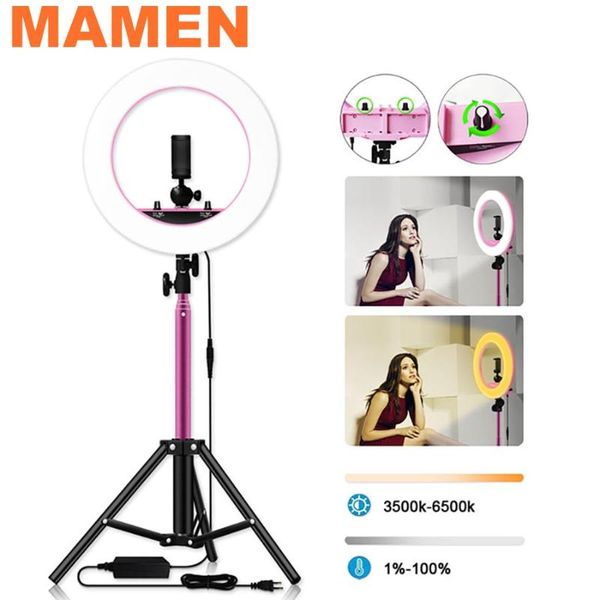 

mamen 14 inch selfie ring light led 33cm dimmable pgraphy lighting video studio for youtube live streaming p with tripod