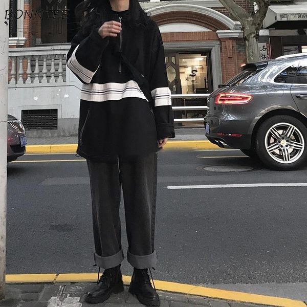 

jeans women straight high waist denim retro loose 2xl simple casual womens trousers harajuku bf hip-hop fashion ulzzang1, Blue