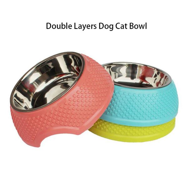 

cat double layer food bottle storage container dog antiskid bowl dish water feeding distributor