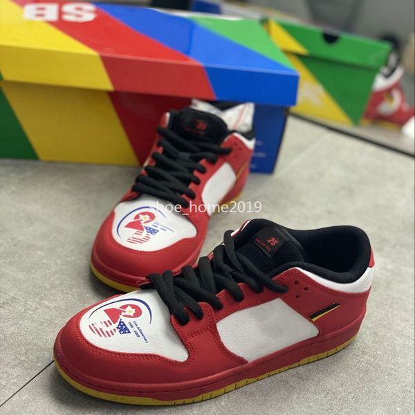 

new mens women sb dunks low running shoes 25th anniversary skateboard sneakers red yellow white embroidery sport des chaussures