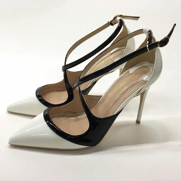 

european pu leather high heel ladies pumps nightclub shallow mouth pointed toe heel woman pumps lj201112, Black