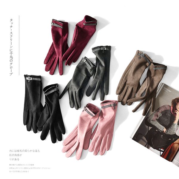 

clothing store suede touch screen gloves women' plush winter, Blue;gray