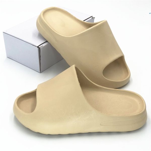 Retail Causal Slides Men Women Slippers Shoes Earth Brown Pure Resin Soot Bone Desert Sand Mens Beach Flip Flop Sneakers