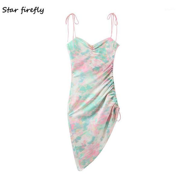 

star firefly fashion dress female 2020 summer casual irregular side tight tube print suspender dress women1, Black;gray