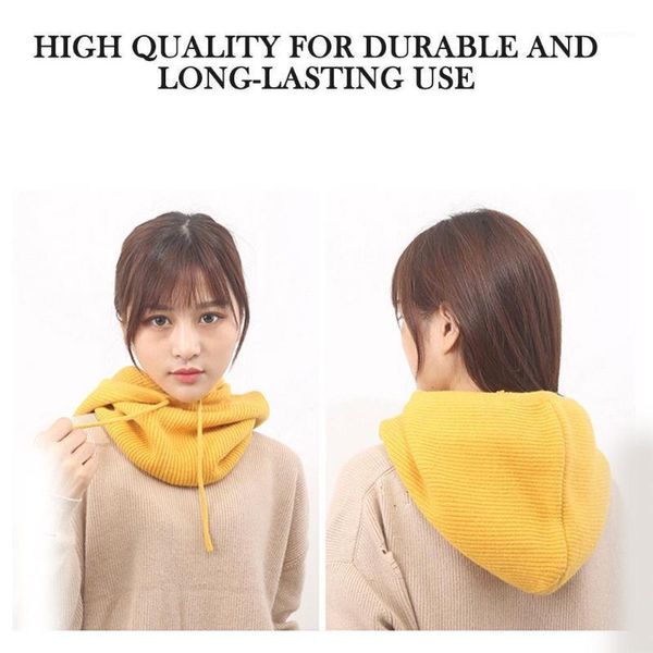 

winter cashmere warm thick knitted caps collar wool caps fashion dual-use outdoor color solid paragraph hooded warm r6e71, Blue;gray