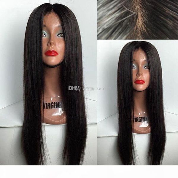 

natural scalp 5*4.5'' silk lace front wigs for black women silky straight unprocessed peruvian glueless full lace human hair w, Black;brown