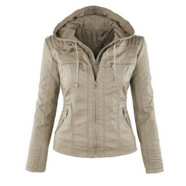 

2019 fashion winter faux leather jacket women's basic jackets hooded black slim motorcycle jacket women coats female xs-7xl