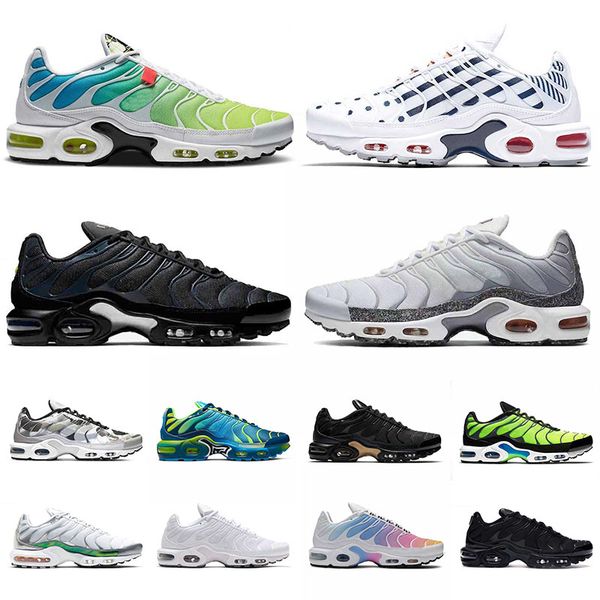 

new arrival 2021 tn plus mens womens running shoes plus tn trainers rainbow black navy hues crater men sports sneakers, White;red