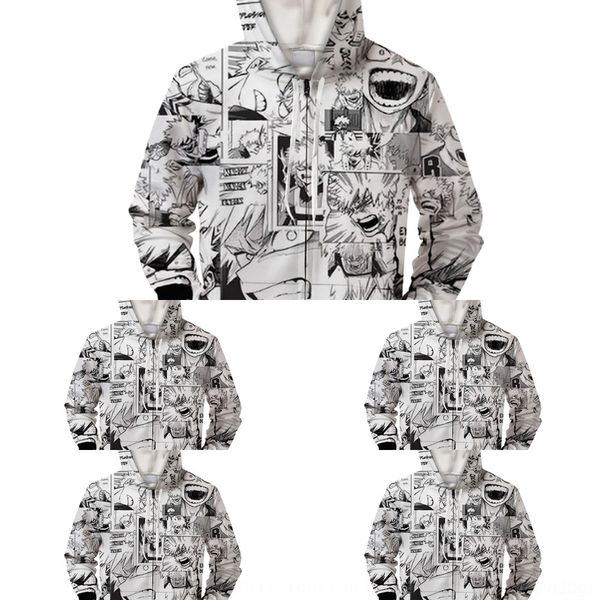 

5quww мой герой академии напечатанный 3d случайные молния кардиган пару с капюшоном свитер мужчин и свитер рубашки женщин qoqnd, Black