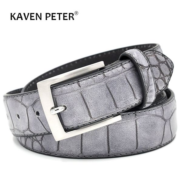 

mens fashion waist belts faux crocodile pattern belts with split leather luxury crocodile belt men designer accessories belts y200520, Black;brown