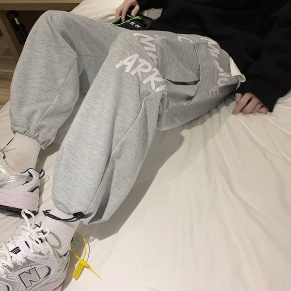 

men's trousers 2021 new autumn/winter fine small feet overalls pants young clothes 1v4g, Black