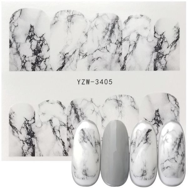 

1 sheet white black gradient marble nail art sticker water transfer decal watermark slider manicure full wrap tool decor