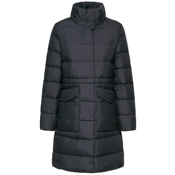 

женская пуховая куртка средней длины утка пуховик талии талии стоячим воротником женщин зимней одежды, Black