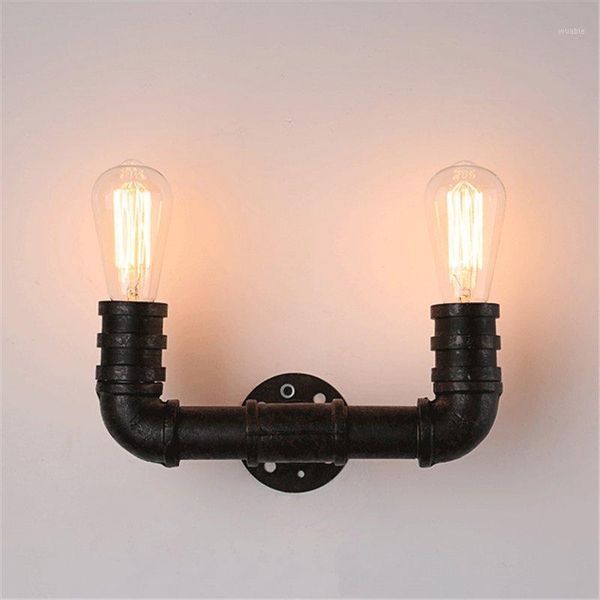 

vintage creative personality retro iron wall lamp american village double head iron nostalgic restaurant bar water pipe light1
