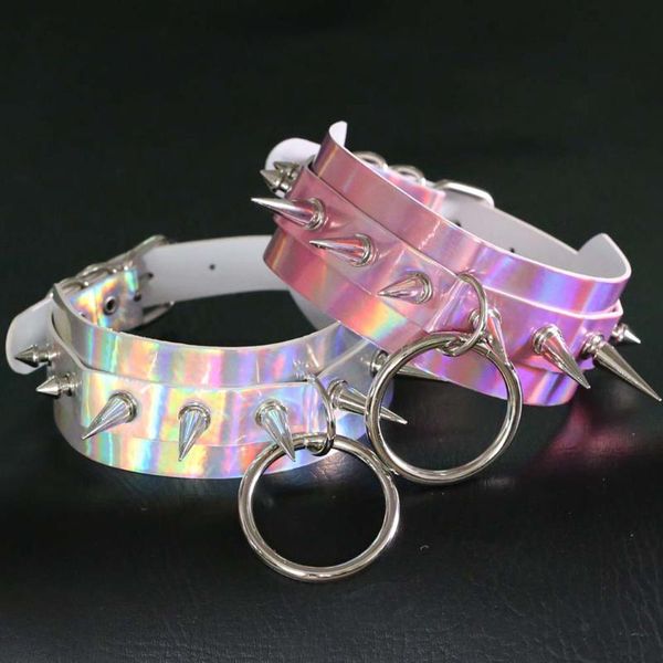 

панк черный спайк заклепки choker ожерелье кожа pu anime ожерелья женщины чокеры воротник бандаж harness ожерелье, Golden;silver