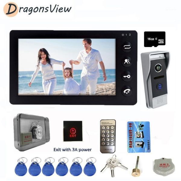 

dragonsview video door phone wired video intercom with lock for home access control system 7 inch monitor with 1200tvl doorbell1