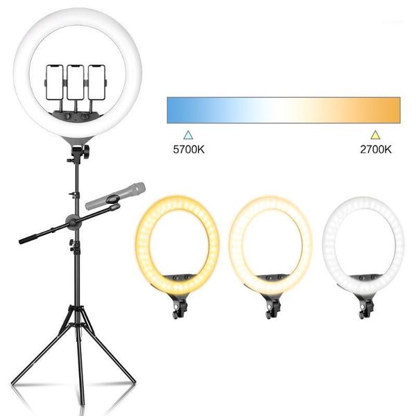 

flash heads sh 18inch selfie led ring light video lamp for profissional youtube live lighting po pography with tripod stand phone clip1