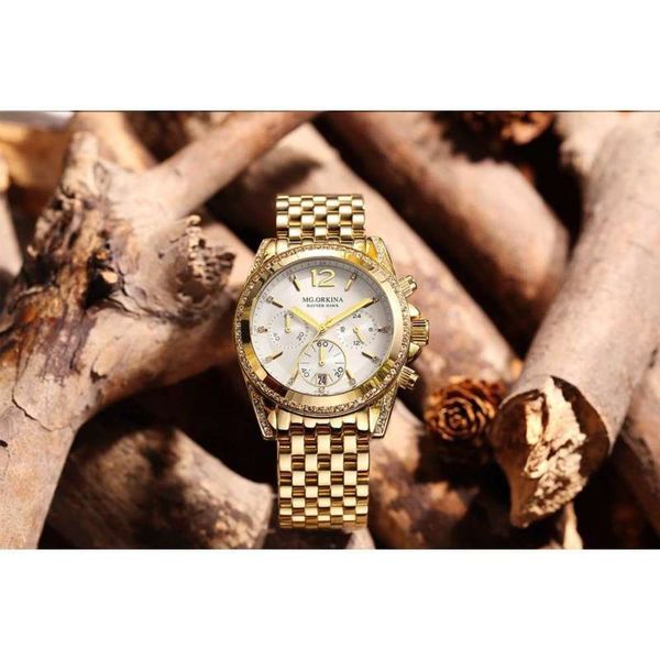 

orkina fine steel band watch ouina fashion trend steel belt diamond women's watch leisure korean women's watch, Slivery;brown