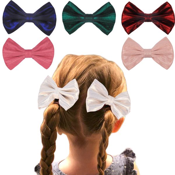 

4 inch girls hairpin baby kids hair boutique bows clips children hair accessories girls bowknot barette, Slivery;white
