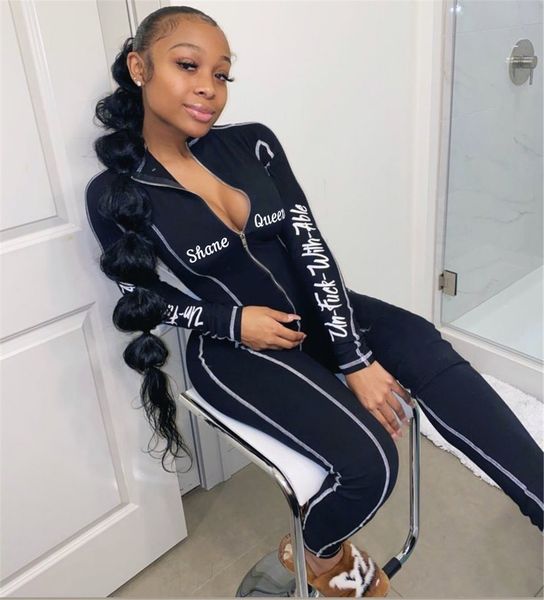 

fashion women tracksuits letter pattern print womens autumn yoga outfits casual zipper clothing slim sets wholesale, Gray