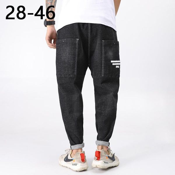 

men's brand stretch jeans 2020 new business cotton denim trousers slim fit jeans straight denim pants male plus size 28- 461, Blue