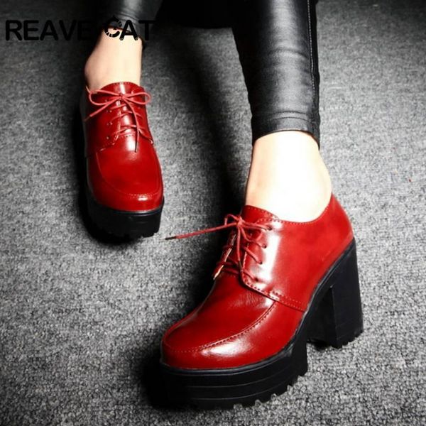 

dress shoes reave cat platform high heels spring summer ladies women pumps lace up solid yellow black red beige pu rubber fashion cool