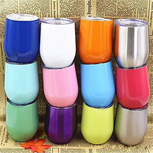 

dhl stock 12oz вина стекла яичные чашки с крышкой из нержавеющей стали массажер двойной стенки вакуумного беэр кофе кружка кухня бар drinkwa