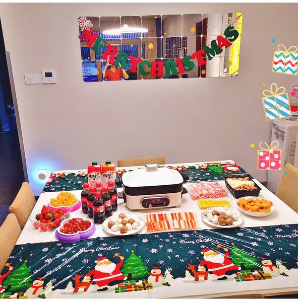 

christmas rectangle disposable table cloth party desk decoration pe cloth