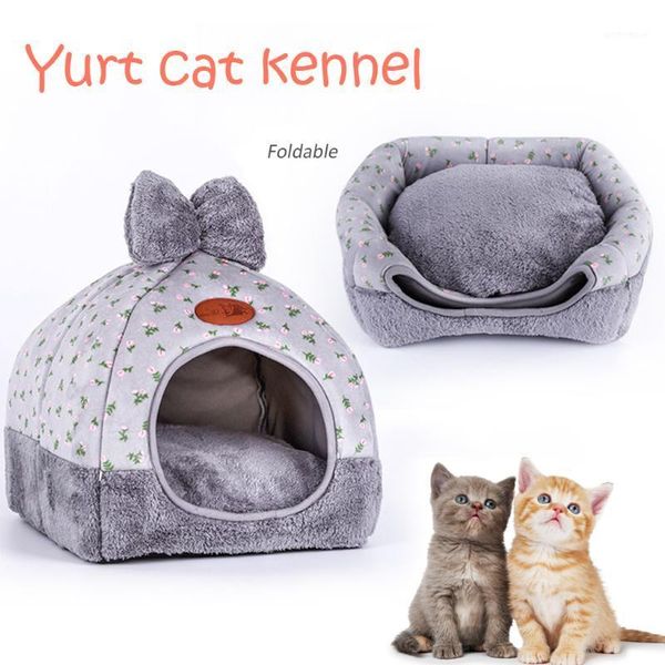 

cat beds & furniture foldable pet bed self warming for indoor cats dog warm cave house with removable mattress puppy cage lounger s/m/l1