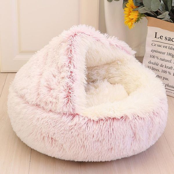 

warm cat bed long plush winter dog cat house cats sleeping bag nest kennel 2 in 1 pet bed cushion bbykjm