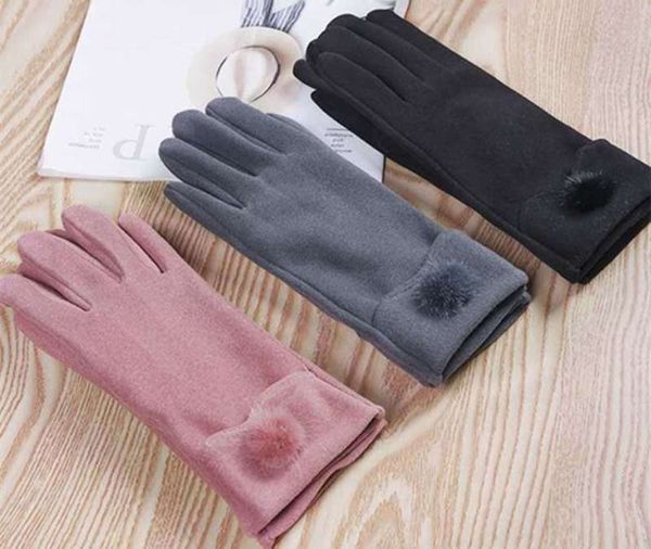 

warm wool gloves autumn winter plush fashion gloves rabbit fur edge korean gloves lady elegant lady, Blue;gray
