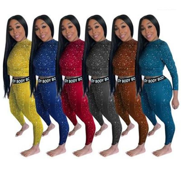 

3d pattern round neck sportswear womens two-piece casual sets fashion trend long sleeve trousers slim tracksuits designer female new, Gray