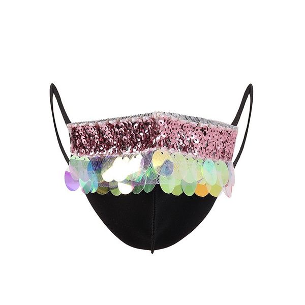 

sequin protective mask bling face masks sequin hanging ear type dustproof masks round long sequins woman masks party shine mask 62 g2